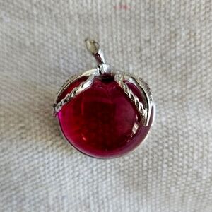 Vintage Elegant Silver and Red Pendant
